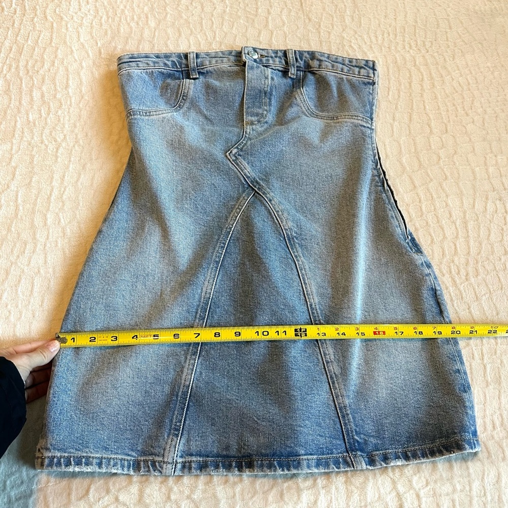 Zara Light Blue Strapless Denim Mini Dress - Picture 9 of 11